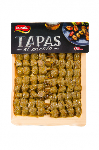 Tapas mini pork skewers  marinated with curry 20 un. 400 gr.